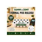 KHR 56X25 MT Termal Pos Rulosu (100 Adet) - Yüksek Kaliteli Yazarkasa Rulosu