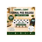 KHR 56X30 MT Termal Pos Rulosu (100 Adet) - Yüksek Kaliteli Yazarkasa Rulosu