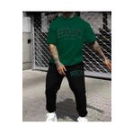khufu Brooklyn Baskılı Oversize Kalıp Yeşil T-shirt ve Siyah Eşofman ikili Takım unisex