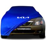 Kia Cerato 1 Hatchback (2004 - 2006) Mavi Kumaş Araba Branda Logolu Kumaş Araba Brandası Penye Oto Branda - Araç modeline özel tasarım