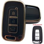 Kia Sportage Rio Soul Optima Sorento Uyumlu Smart Kumanda Kılıfı Oto Anahtarlık 3 Tuşlu Siyah Gold