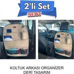 KİA Venga Araç İçi Deri Koltuk Arkası Organizer 2'li Set Düzenleyici Bej