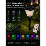 Kialed Rgb Kumandalı Solar Bahçe Aydınlatması Çim Lambası Güneş Enerjili IP65 Su Geçirmez Dekoratif Bahçe Armatürü