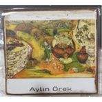 Kıbrıs İşi Aylin Örek Ahşap Baskılı Bardak Altlığı