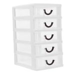 KICHOUSE Plastik Vanity Organizer 5 Çekmeceli Set Masaüstü Saklama Kutusu Makyaj Çekmeceleri Ofis Için