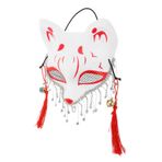 Kichvoe Kitsune Tilki Maskesi Kedi Maskesi Japon Kimono Kabuki Tavşan Aksesuarları Tiyatro Maskesi Masquerade Topu Maske Püskül Zinciri Ile Cadılar Bayramı Hayvan Maskesi Kostüm Cosplay
