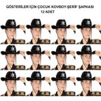 Kick Shop Kovboy Şerif Şapkası Siyah 12 Adet - Kostüm, Parti ve Gösteri Şapkası