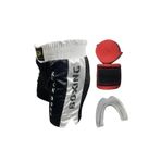 Kickboks Şortu Bandaj Dişlik Üçlü Set - Kick Boks Şort Bandaj Dişlik Seti (Siyah, M)