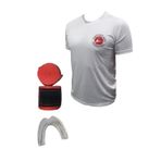 Kickboks Tişörtü, Bandaj, Dişlik 3'lü Set (Beyaz, M) (Beyaz, M)
