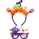 KICOSY Yetişkinler için Cadılar Bayramı Kafa Bandı ve Gözlük Seti, Karanlıkta Parlayan Parti Şekerleri, Ürkütücü Parti, Kostümlü Oyun, Şaka veya Şaka ve Daha Fazlası için İdeal