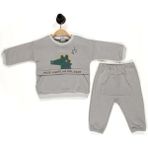 Kidaxi Erkek Bebek Timsah Desenli Eşofman Takım 3-6/6-9/9-12/18-24 Ay - 3 - 6 Ay - Füme