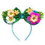 Kiddale Hawaii Saç Bantları, Tropikal Çiçek Saç Bandı, Kızlar Kadınlar için, Pullu Fare Kulak Çiçek Saç Aksesuarları Kostüm Cosplay Başlık Doğum Günü Prenses Yaz Luau Parti Tatil Süslemeleri için