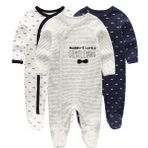 Kiddiezoom Bebek-Erkek Kız Çocuk Uyku Tulumu, 3'lü Paket, Çizgili / Fiyonk, 0-3 Ay