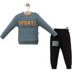 Kıddımax Baby 227CH Erkek Bebek Sport Baskılı Petrol Eşofman Takımı - 9 - 12 Ay