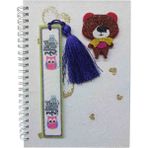 Kiddy World Sert Kapaklı Spiralli A5 Kareli Defter - Ayıcık ve Kalp Desenli - Baykuş Ayraç Hediyeli