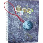 Kiddy World Sert Kapaklı Spiralli A5 Kareli Defter - Baykuş Desenli ve Mustafa Kemal Atatürk Ayracı Hediyeli