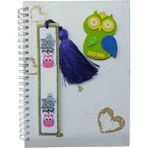 Kiddy World Sert Kapaklı Spiralli A5 Kareli Defter - Baykuş ve Kalp Desenli ve Ayraç