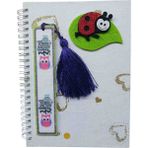Kiddy World Sert Kapaklı Spiralli A5 Kareli Defter - Uğur Böceği ve Kalp Desenli ve Ayraç Hediyeli