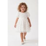 Kidello Roseme Ekru Fiyonk Detaylı Gipe Lastikli Kız Çocuk Elbise Doğum Günü - 4 - 5 Yaş