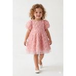 Kidello Roseme Pembe Fiyonk Detaylı Gipe Lastikli Kız Çocuk Elbise Doğum Günü - 4 - 5 Yaş