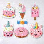 Kidewo Unicorn Tatlı Dünyası Ahşap Boyama Etkinlik Set Eğitici Çocuk Aktivite Fırça Akrilik Boya Kreş Okul