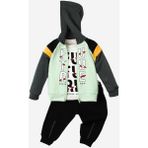 Kidex’s Baby Future Baskılı Kapüşonlu Pamuk Bebek Takım 3’lü Takım Hırka Sweatshirt Alt - 6 - 9 Ay - Su Yeşili