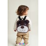 Kidhug Gogo Ayıcık Isimli Çocuk Sırt Çantası – Premium Nakışlı & Baskılı | At Tüyü Kumaş | Kişiselleştirilebilir Tasarım - Kahverengi
