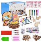 Kiditos Çocuklar için Sanat ve El Sanatları Elmas Boyama ile Ahşap Dilimleri Çocuklar Ahşap El Sanatları Boyama Aktiviteleri Erkek Kız Çocuklar için 3-12 Yaş Doğum Günü Noel Ziyareti Hediyeleri