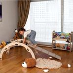 Kidoppo Pikler Tırmanma Seti | Montessori Ahşap Oyuncak Set | Aktivite Köprüsü | Kemer & Merdiven Rampa