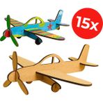 Kidose Ahşap Boyama Model Uçak - Boyama Aktivite - Toplu Uçak Boyama - 15'li Set - Çok Renkli