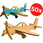 Kidose Boyanabilir Ahşap Uçak - Model Uçak - Ahşap Boyama Etkinlik - 50'li Set - Çok Renkli