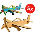 Kidose Model Uçak Tasarımı - Ahşap Boyanabilir Uçak Etkinlik - Boyanabilir Uçak - 5'li Set - Çok Renkli