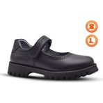 Kids A More Glee Siyah Cilt Cırtlı Hakiki Deri Kız Çocuk Okul Ayakkabı