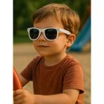 Kids Beyaz Güneş Gözlüğü Pinli Çerçeve Uv 400 Korumalı Ce Belgeli