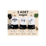 Kids Erkek Çocuk 3'lü T-Shirt Şort Takımı - %100 Pamuklu Brooklyn, King ve Dinozor Temalı Yazlık Set 2-10 yaş