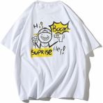 KİDS FACE Hi Suprise Sırt Baskılı Pamuk Oversize Sokak Stili Erkek Çocuk T-Shırt - 17 Yaş - Beyaz