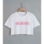Kids Face Özel Blackpink Baskılı Pamuk Kısa Kollu Kız Çocuk Crop T-Shırt - 7 Yaş - Beyaz
