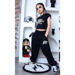 Kids Face Özel Tasarım Athletic Baskılı %100 Pamuk Sokak Stili Hip Hop Kısa Kollu Yazlık Kız Çocuk Crop Eşofman Takımı - Siyah - 15 Yaş