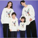 Kids Face Özel Tasarım Bisiklet Yaka Mutlu Yılbaşı Geyiği Baskılı Aile Kombini Sweatshırt.1 Adet Fiyatıdır - Beyaz - 11 Yaş