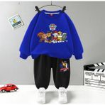 Kids Face Özel Tasarım Bisiklet Yaka Paw Patrol ve Arkadaşları Baskılı Kışlık Erkek Çocuk Eşofmantakımı - Mavi - Siyah - 12 Yaş