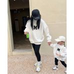 Kids Face Özel Tasarım Black M Baskılı Anne Kız Çocuk Kombini Sweatshırt.1 Adet Fiyatıdır - Beyaz - XL