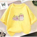 Kids Face Özel Tasarım Çiçek Kokulu Parfüm Baskılı %100 Pamuk Oversize Trend Kız Çocuk T-Shırt - 4 Yaş