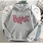 Kids Face Özel Tasarım Kapüşonlu Bratz Baskılı Şardonlu Kışlık Oversize Trend Kız Çocuk Sweatshırt - Gri - 2 Yaş
