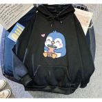 Kids Face Özel Tasarım Kapüşonlu Çikolatalı Smoothie Baskılı Kışlık Yeni Trend Kız Çocuk Sweatshırt - Siyah - 5 Yaş