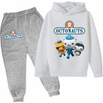 Kids Face Özel Tasarım Kapüşonlu Octonauts Baskılı Şardonlu Kışlık Erkek Çocuk Eşofman Takımı - 16 Yaş - Beyaz - Gri