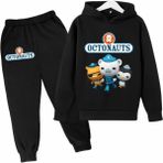 Kids Face Özel Tasarım Kapüşonlu Octonauts Baskılı Şardonlu Kışlık Erkek Çocuk Eşofman Takımı - 8 Yaş - Siyah