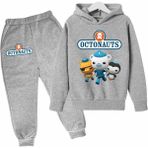 Kids Face Özel Tasarım Kapüşonlu Octonauts Baskılı Şardonlu Kışlık Erkek Çocuk Eşofman Takımı - 9 Yaş - Gri