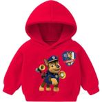 Kids Face Özel Tasarım Kapüşonlu Paw Patrol Baskılı %100 Pamuk 3 Iplik Şardonlu Tam Kışlık Erkek Çocuk Sweatshırt - Kırmızı - 7 Yaş