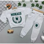 Kids Face Özel Tasarım Monaco Baskılı Şardonlu Kışlık Dış Mekan Erkek Çocuk Eşofman Takımı - 5 Yaş - Gri