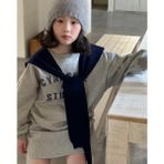 Kids Face Özel Tasarım Motto Baskılı 3 Iplik Kışlık Bisiklet Yaka Kız Çocuk Şık Sweatshırt Etek Takımı - Gri - 1 Yaş